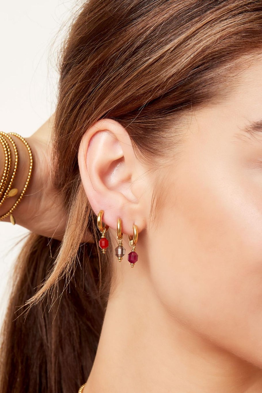Pendientes de acero inoxidable con clase Fucsia Imagen3